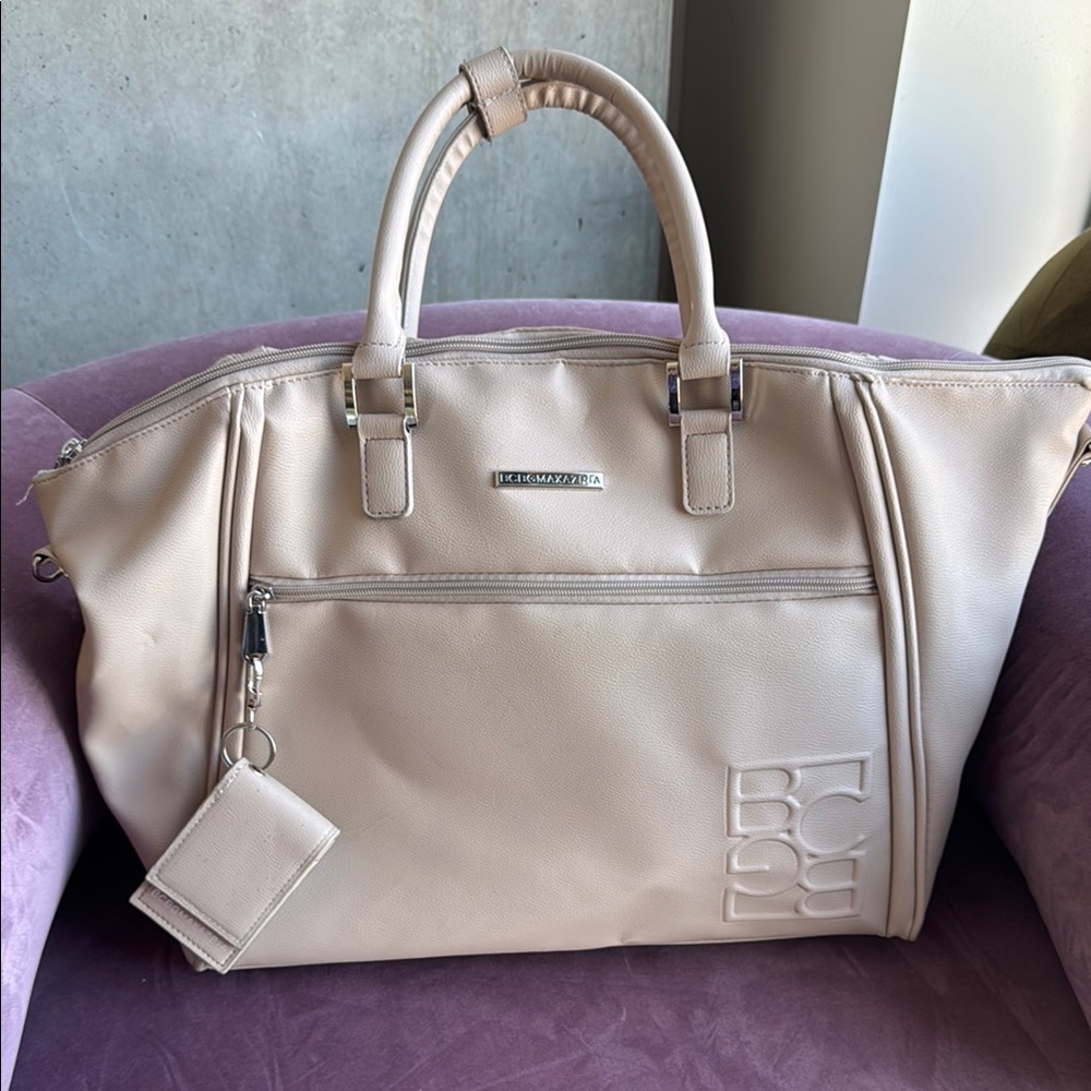 BCBGMAXAZRIA Handbag with Shoulder Strap, Medium/Large, Taupe/Grey Color